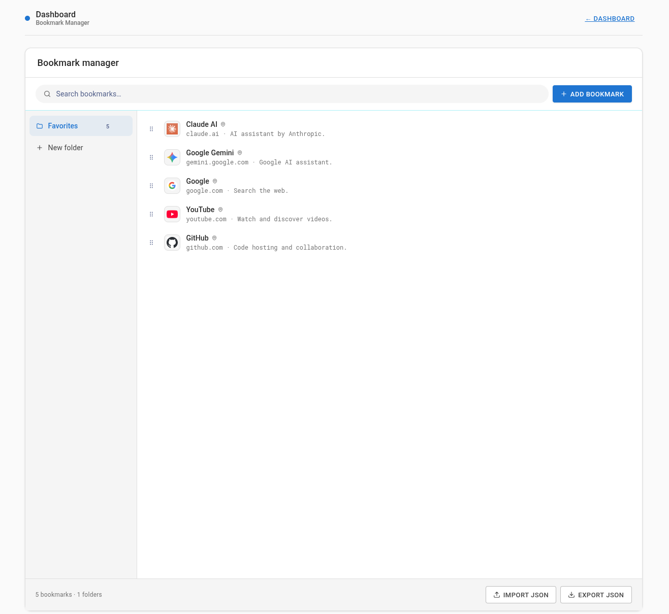 1stTab Bookmarks Manager